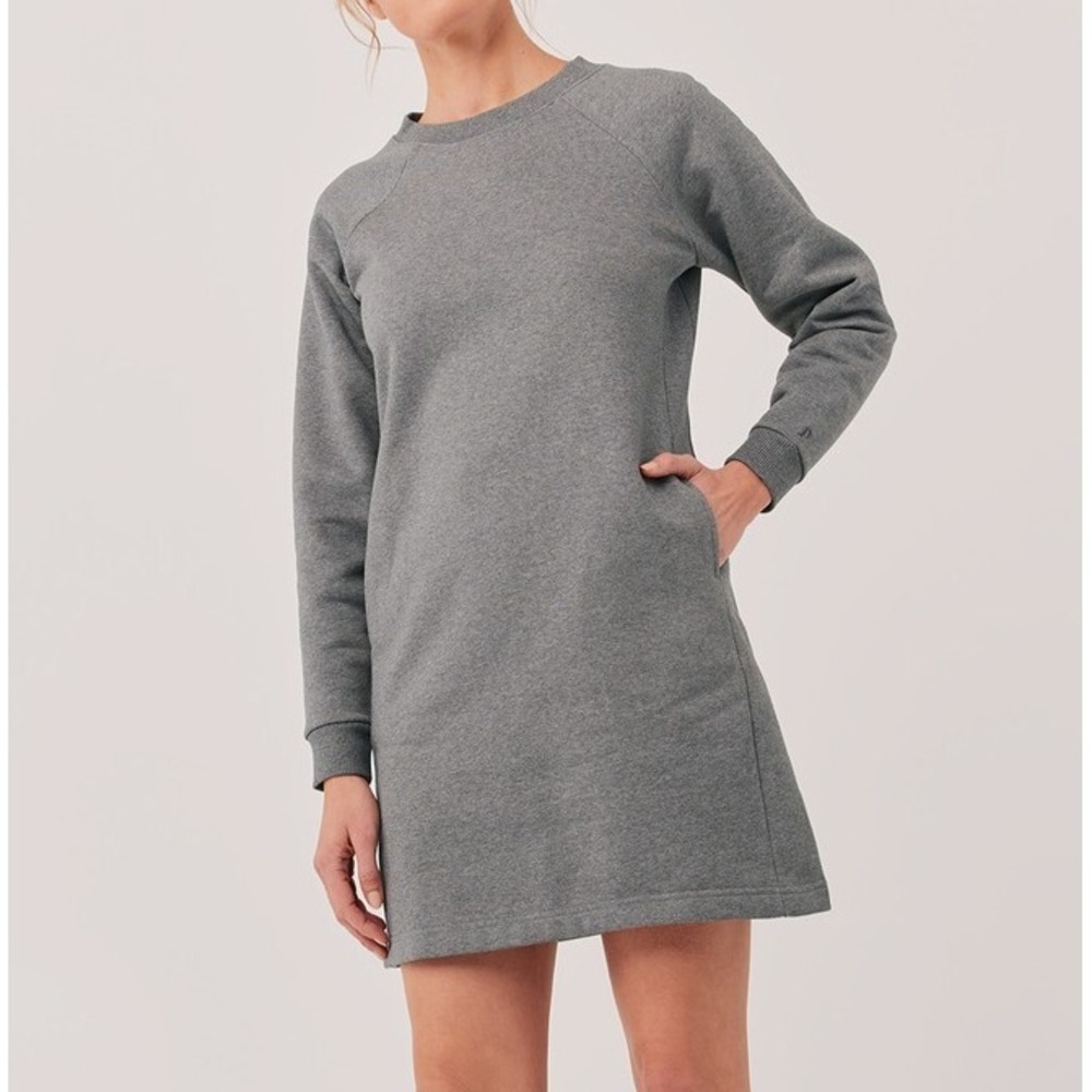 Pact Womens Small Gray Courtside Sweatshirt‎ Dress Long Sleeve Organic Cotton